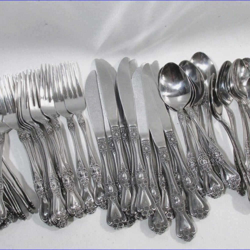 *ROGERS CO Precious Rose SS 12 X 5-Piece Place Settings - RARE VNT